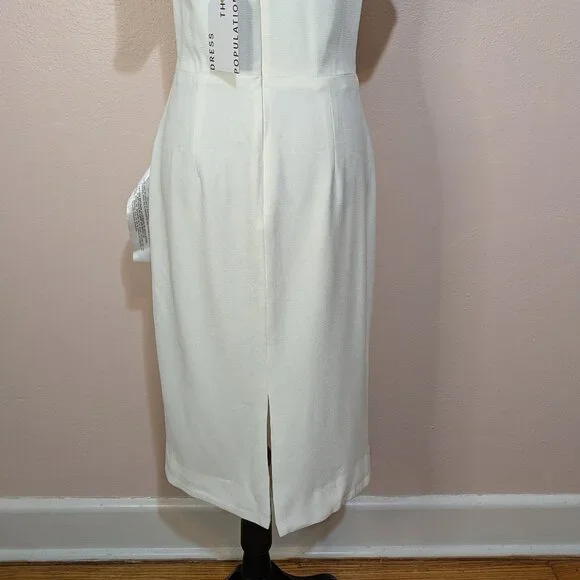 (NWT) Dress The Population Womens Off The Shoulder Dress M Off White Ivory NEW - Picture 7 of 14